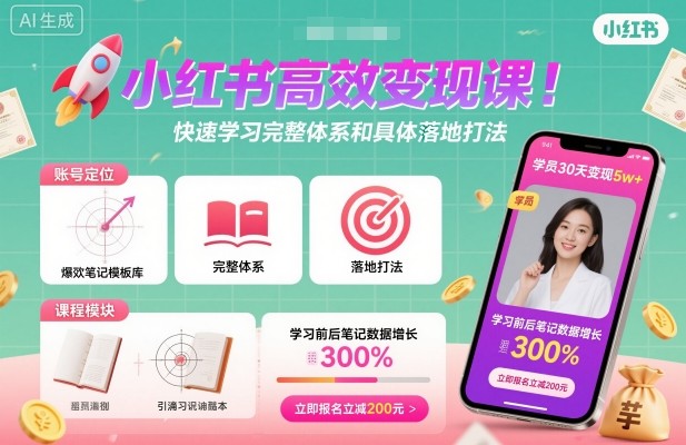 小红书高效变现课，快速学习小红书完整体系和具体落地打法-悟空知识星球