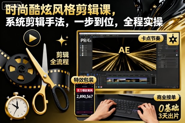 时尚酷炫风格剪辑课，系统剪辑手法，一步到位，全程实操-悟空知识星球