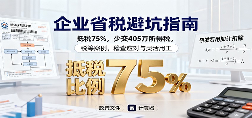 企业省税避坑指南：抵税75%，少交405万所得税，税筹案例，稽查应对与灵活用工-悟空知识星球