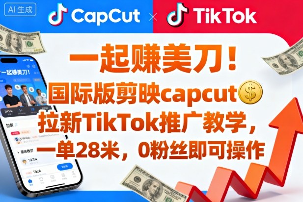 一起賺美刀！国际版剪映capcut拉新TikTok推广教学，一单28米，0粉丝即可操作（附推广入口和教学）-悟空知识星球