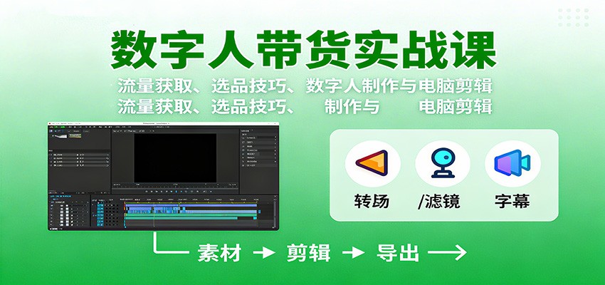 数字人变现实战课：流量获取、选品技巧、数字人制作与电脑剪辑-悟空知识星球