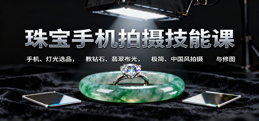 珠宝手机拍摄技能课:手机、 灯光选品，教钻石、翡翠布光，极简、中国风拍摄与修图-悟空知识星球