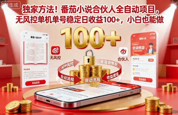 独家方法！番茄小说合伙人全自动挂G项目，无风控单机单号稳定日收益100+，小白也能做【揭秘】-悟空知识星球