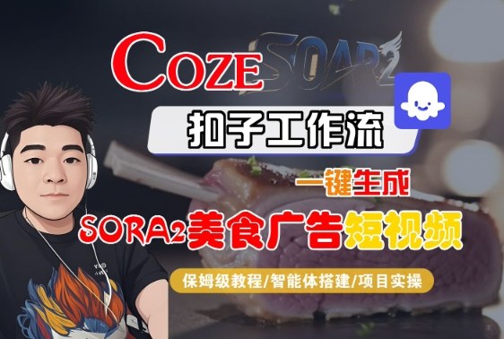 Coze扣子智能体工作流一键生成“SORA2美食广告“短视频，全流程保姆级教学-悟空知识星球