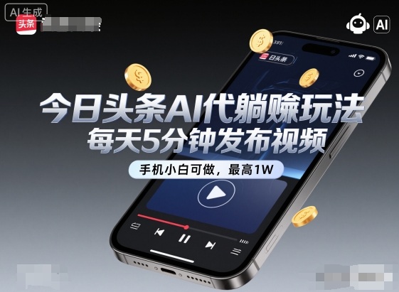 今日头条AI代躺賺玩法，每天5分钟发布视频，手机小白可做，最高1W+【揭秘】-悟空知识星球