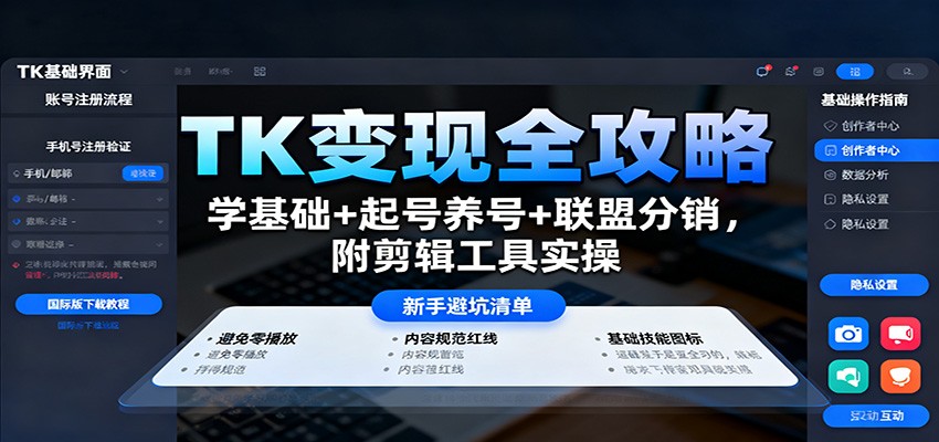 TK变现全攻略：学基础+起号养号+联盟分销，附剪辑工具实操-悟空知识星球