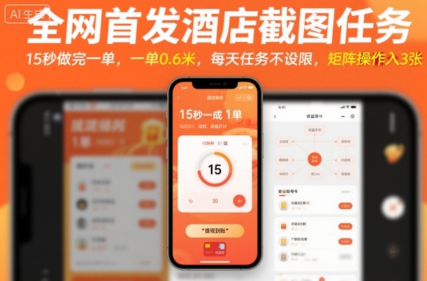全网首发酒店截图任务，15秒做完一单，一单0.6米，每天任务不设限，矩阵操作日入3张【揭秘】-悟空知识星球