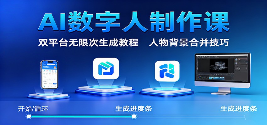 AI数字人制作课：双平台无限次生成教程，人物背景合并技巧-悟空知识星球