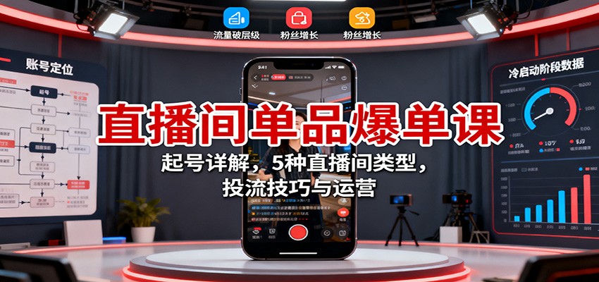 直播间单品爆单课：起号详解，5种直播间类型，投流技巧与运营-悟空知识星球