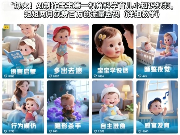 爆火！AI制作宝宝第一视角科学育儿小知识视频，短短两月获赞百万的流量密码（详细教学）-悟空知识星球