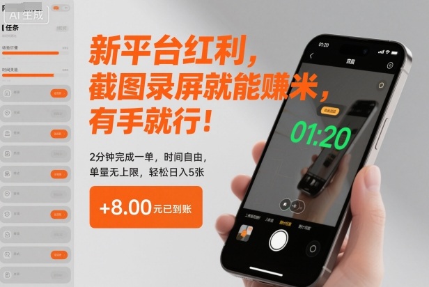新平台红利，截图录屏就能賺米，有手就行！2分钟完成一单，时间自由，单量无上限，轻松日入5张【揭秘】-悟空知识星球
