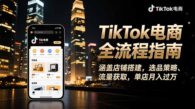 （16524期）TikTok电商全流程指南，涵盖店铺搭建、选品策略、流量获取，单店月入过万-悟空知识星球
