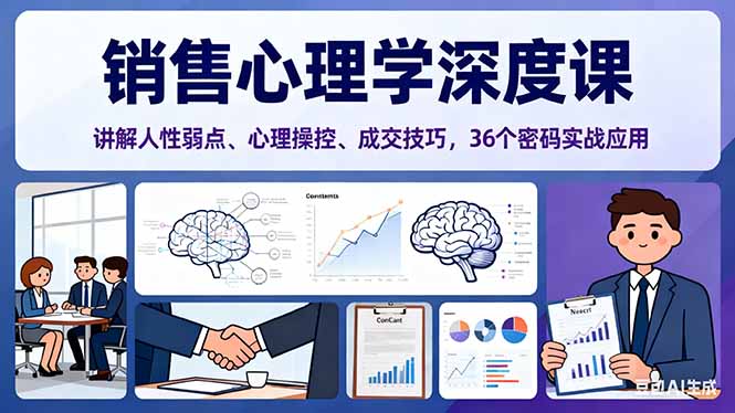 （16456期）销售心理学深度课，讲解人性弱点、心理操控、成交技巧，36个密码实战应用-悟空知识星球