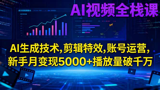（16603期）AI视频全栈课:AI生成技术,剪辑特效,账号运营,新手月变现5000+播放量破千万-悟空知识星球