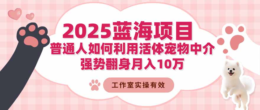(16489期)2025蓝海项目:普通人如何利用活体宠物中介,强势翻身月入10万-悟空知识星球