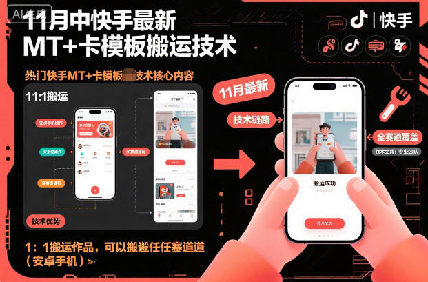 11月中快手最新MT+卡模板搬运技术，1：1搬运作品，可以搬运任何赛道（安卓手机）-悟空知识星球