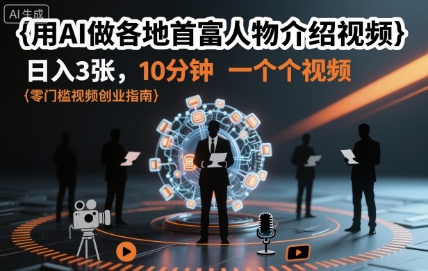 用AI做各地首富人物介绍视频,日入3张,10分钟一个视频-悟空知识星球