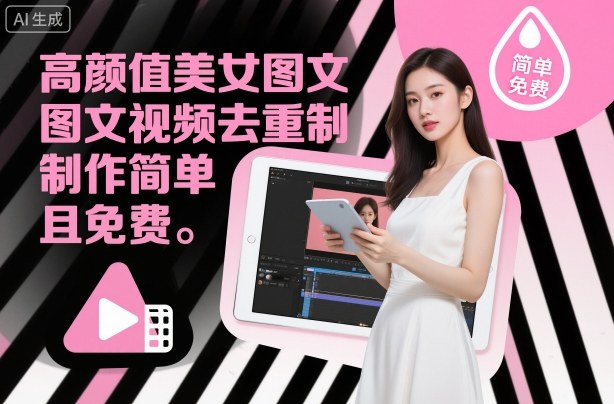 高颜值美女图文视频去重制作教学，制作简单且免费-悟空知识星球