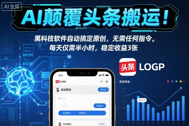 AI颠覆头条搬运！黑科技软件自动搞定原创，无需任何指令。每天仅需半小时，稳定收益3张【揭秘】-悟空知识星球