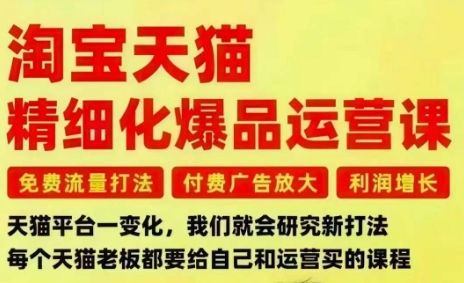淘宝天猫精细化爆品运营课，免费流量打法-付费广告放大-利润增长-三大核心痛点，一次全部解决-悟空知识星球