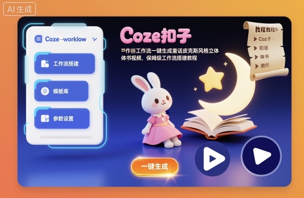 Coze扣子工作流一键生成童话皮克斯风格立体书视频,保姆级工作流搭建教程-悟空知识星球