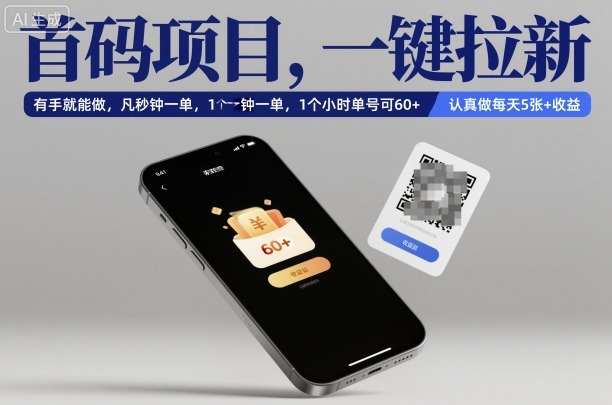 首码项目，一键拉新，有手就能做，几秒钟一单，1个小时单号可60+，认真做每天5张+收益【揭秘】-悟空知识星球