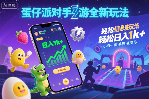蛋仔派对手游全新玩法，轻松日入1k+，风口信息差玩法，当天见收益，小白一部手机可操作-悟空知识星球