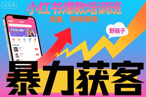 小红书爆款培训班，小红书获客野路子流量打法，暴力持续获客-悟空知识星球