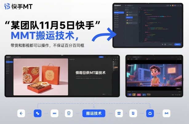 某团队11月5日快手MT搬运技术，带货和影视都可以操作，不保证百分百同框，自测-悟空知识星球