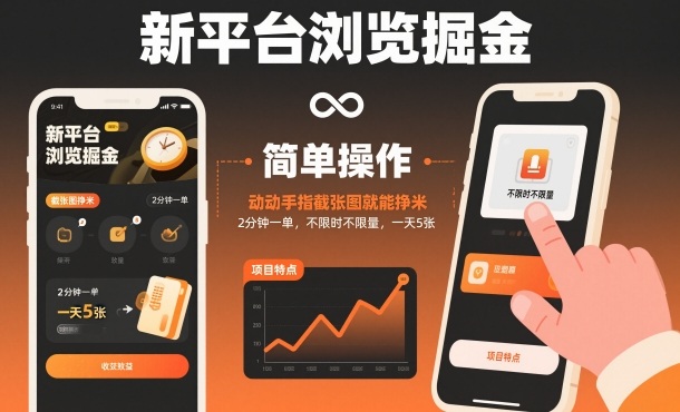 新平台浏览掘金，动动手指截张图就能挣米，2分钟一单，不限时不限量，一天5张【揭秘】-悟空知识星球