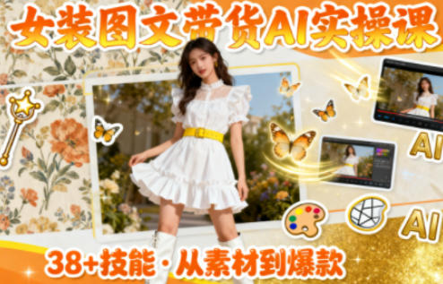 女装图文带货的AI实操课，覆盖38个实用技能，快速提升素材制作效率-悟空知识星球
