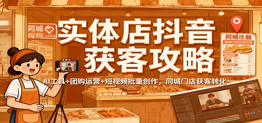 实体店抖音获客攻略：AI工具+团购运营+短视频批量创作，同城门店获客转化-悟空知识星球