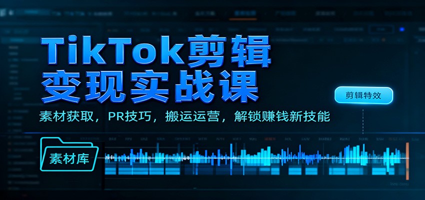 TikTok剪辑变现实战课:素材获取,PR技巧,搬运运营,解锁赚钱新技能-悟空知识星球
