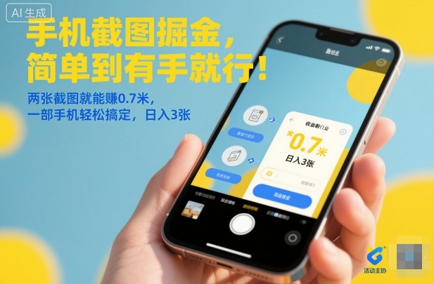 手机截图掘金，简单到有手就行！两张截图就能賺0.7米，一部手机轻松搞定，日入3张【揭秘】-悟空知识星球
