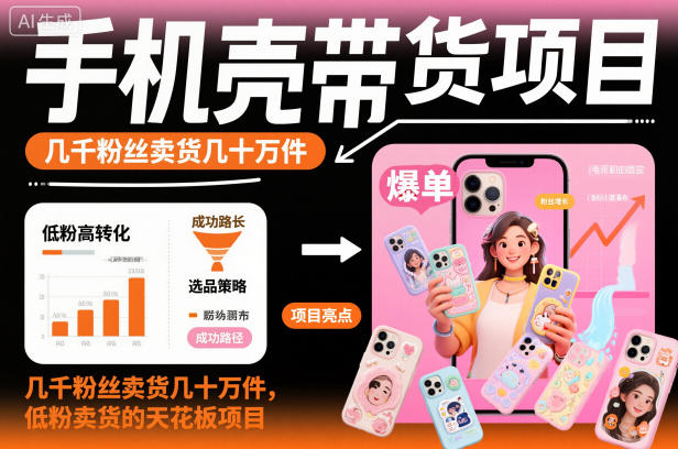 手机壳带货项目，几千粉丝卖货几十万件，短视频低粉卖货的天花板项目-悟空知识星球
