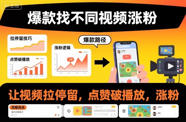 爆款找不同视频涨粉，让视频拉停留，实现点赞，破播放，涨粉-悟空知识星球