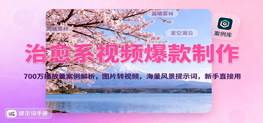 治愈系视频爆款制作，700万播放量案例解析，图片转视频，海量风景提示词，新手直接用-悟空知识星球