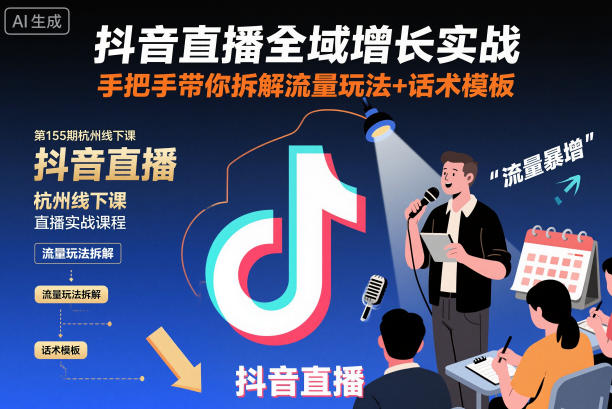 抖音直播全域增长实战第155期杭州线下课，手把手带你拆解流量玩法+话术模板-悟空知识星球