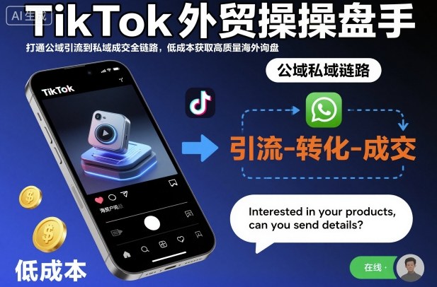 TikTok外贸操盘手，打通公域引流到私域成交全链路，低成本获取高质量海外询盘-悟空知识星球