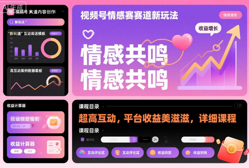 视频号情感赛道新玩法，超高互动，平台收益美滋滋，详细课程-悟空知识星球