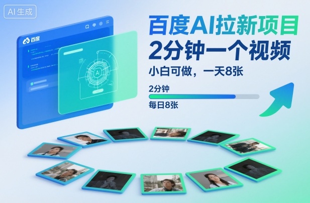 百度AI拉新项目，2分钟一个视频，小白可做，一天8张【附案例+保姆级教程】-悟空知识星球