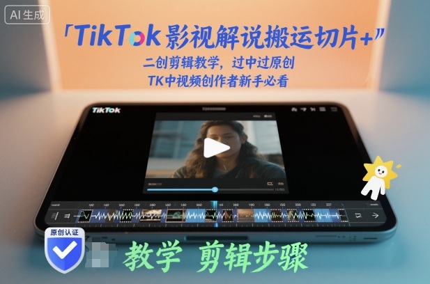 TikTok影视解说搬运切片+二创剪辑教学，过中过原创，TK中视频创作者新手必看-悟空知识星球