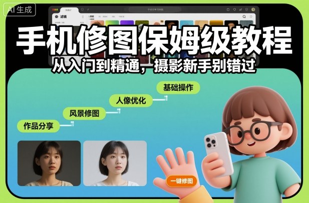 手机修图保姆级教程，从入门到精通，摄影新手别错过-悟空知识星球