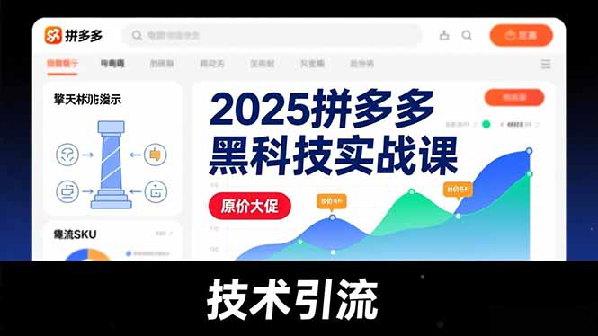 （16977期）2025拼多多黑科技实战课，擎天柱玩法、爆流SKU、原价大促，技术引流，单店日销轻松破千单-悟空知识星球