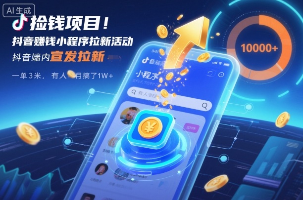 捡钱项目！抖音賺钱小程序拉新活动，抖音端内宣发拉新，一单3米，有人半个月搞了1W+-悟空知识星球