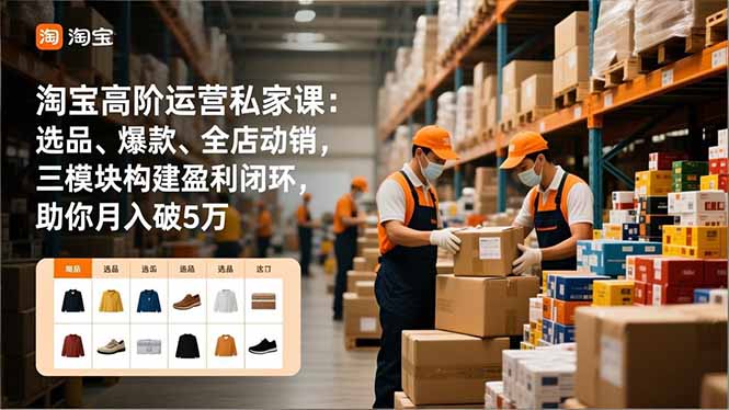 （16865期）淘宝高阶运营私家课：选品、爆款、全店动销，三模块构建盈利闭环，助你月入破5万-悟空知识星球