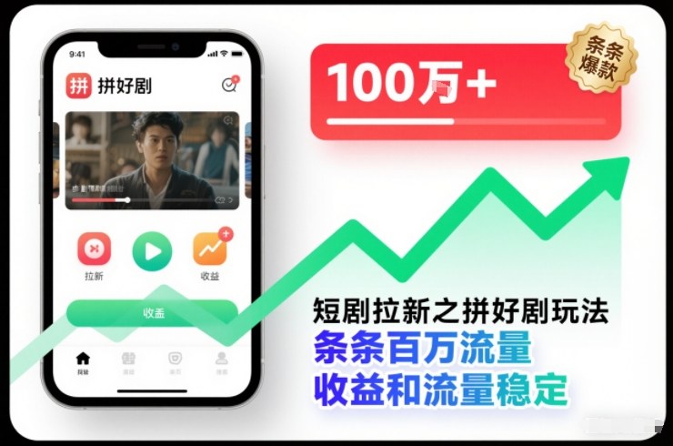 短剧拉新之拼好剧玩法，条条百万流量，收益和流量稳定-悟空知识星球