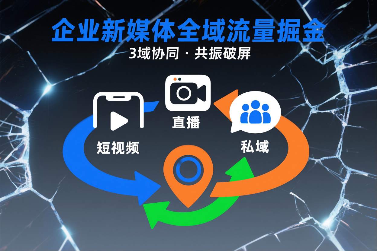 短视频全域商业模式，企业新媒体全域流量掘金，3域协同，共振破屏，短视频-直播-私域-地域-悟空知识星球