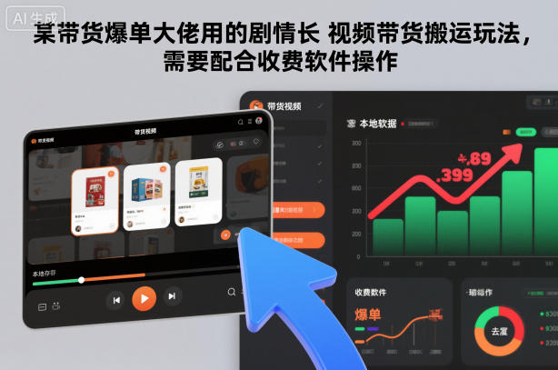 某带货爆单大佬用的剧情长视频带货搬运玩法,需要配合收费软件操作-悟空知识星球