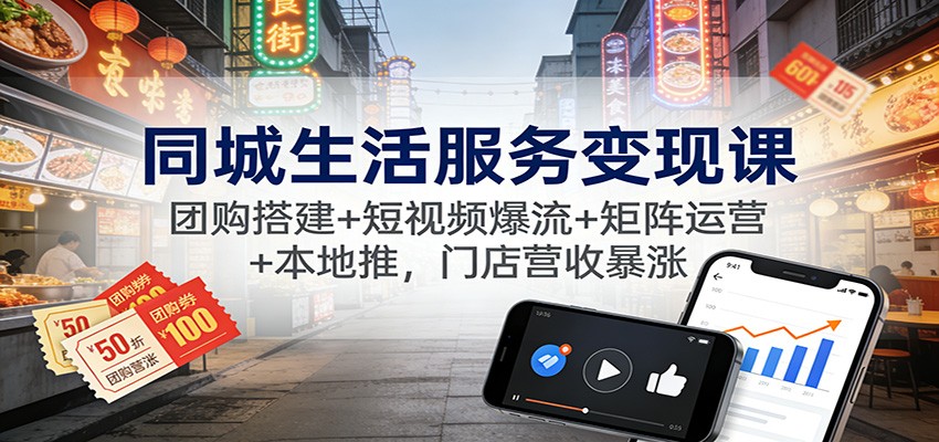 同城生活服务变现课：团购搭建+短视频爆流+矩阵运营+本地推，门店营收暴涨-悟空知识星球